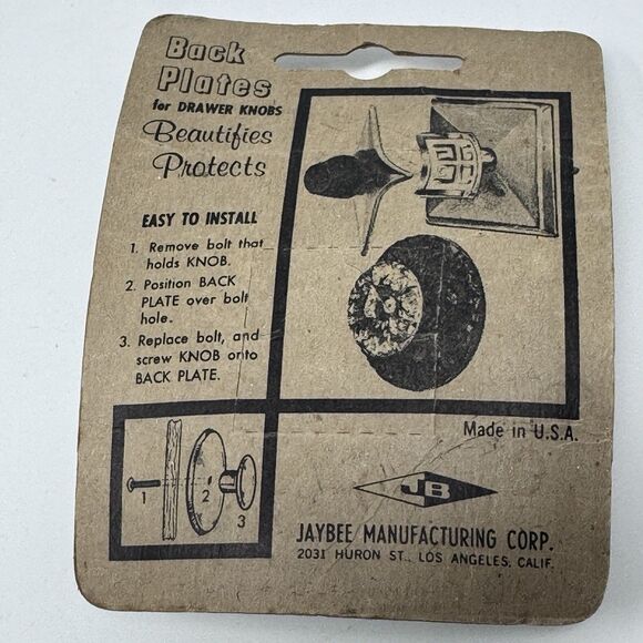 VTG Jaybee JB Manufacturing Corp MCM Mid Century White & Gold Drawer Handles x2 - Picture 9 of 9